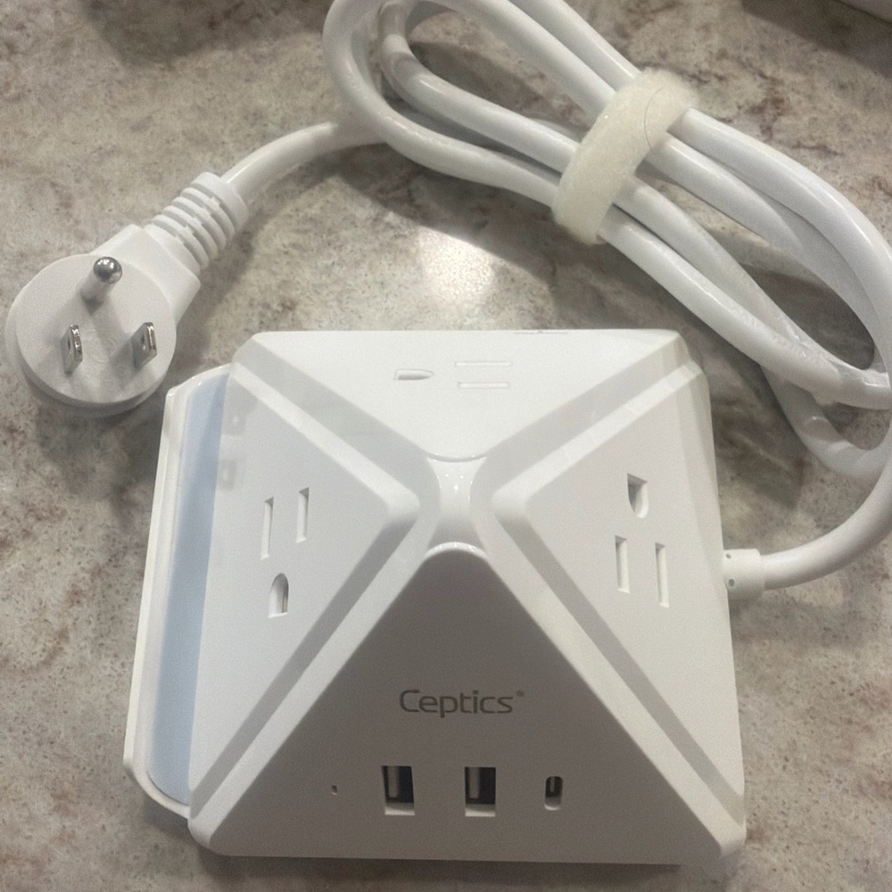 White Power Strip with USB Ports